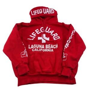 Lifeguard Laguna Beach California Red Hoodie Sweatshirt M